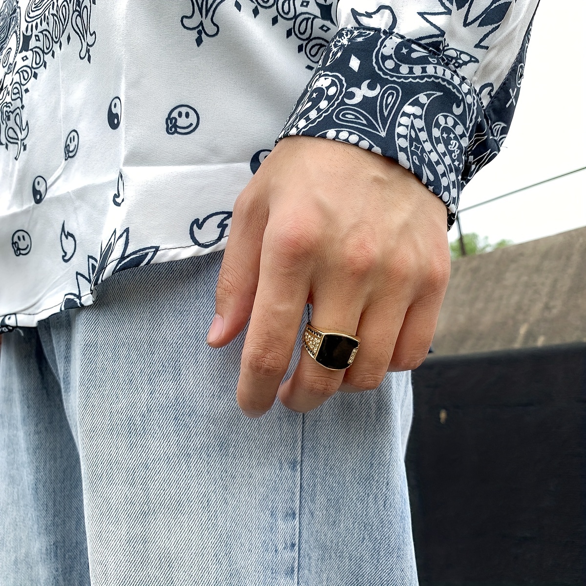 Geometric Square Diamond Ring for Men